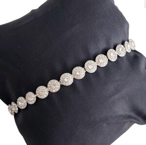 Signed Swarovski Una Angelic Tennis Bracelet Clear Crystals Rhodium Plated